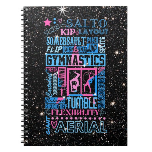 Alle Über Gymnastik Typografie in Rosa und Blau Notizblock (Vorderseite)