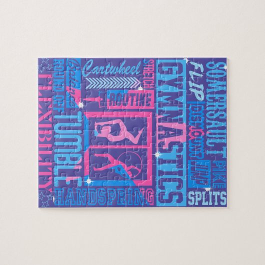 Alle Über Gymnastik Typografie in Rosa und Blau Puzzle (Horizontal)