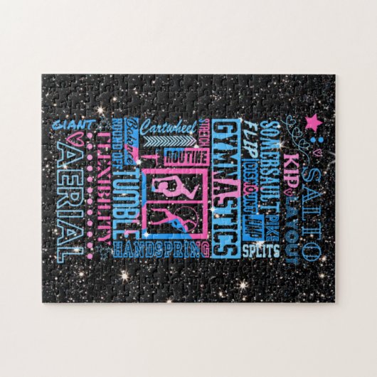 Alle Über Gymnastik Typografie in Rosa und Blau Puzzle (Horizontal)