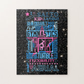 Alle Über Gymnastik Typografie in Rosa und Blau Puzzle (Vertikal)