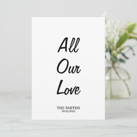 Alle unsere Liebe Dankeschön Karte - Eine Seite fü (Stehend Vorderseite)