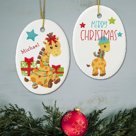 Alle verschlungenen Giraffen Kinder Weihnachten Keramik Ornament