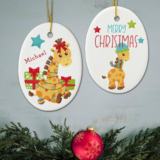 Alle verschlungenen Giraffen Kinder Weihnachten Keramik Ornament
