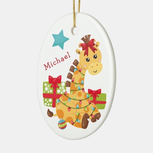 Alle verschlungenen Giraffen Kinder Weihnachten Keramik Ornament (Links)