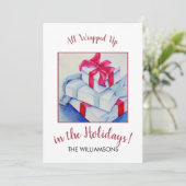 Alle verschlungenen Weihnachtsgeschenke Feiertagskarte (Stehend Vorderseite)