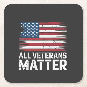 Alle Veteran Matter American 4. Juli Patriotic Rechteckiger Pappuntersetzer