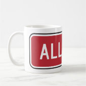 Alle Wege Classic Red Traffic Street Sign Kaffeetasse (Links)