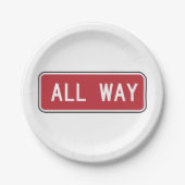 Alle Wege Classic Red Traffic Street Sign Pappteller (Vorderseite)