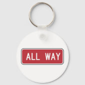 Alle Wege Classic Red Traffic Street Sign Schlüsselanhänger (Vorderseite)