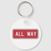 Alle Wege Classic Red Traffic Street Sign Schlüsselanhänger (Rückseite)