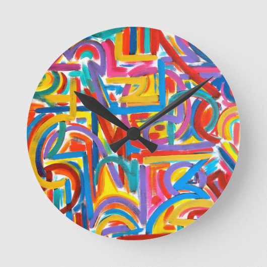 Alle Wege dorthin - Abstrakte Kunsthandgemälde Runde Wanduhr (Vorderseite)