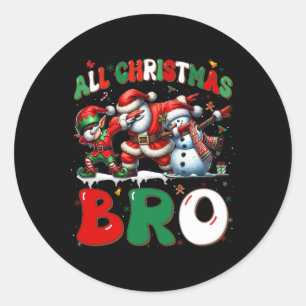 Alle Weihnachten Bro Xmas Santa Elf Snowman Dabbin Runder Aufkleber