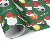 Alle Weihnachtssportarten | Name Geschenkpapier (Rolleneckpunkt)