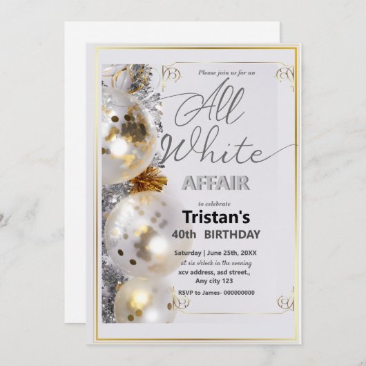 Alle Weißen Affen oder Party Einladung (Vorne/Hinten)