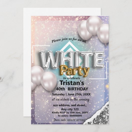 Alle Weißen Affen oder Party Einladung (Vorne/Hinten)