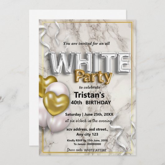 Alle Weißen Affen oder Party Einladung (Vorne/Hinten)