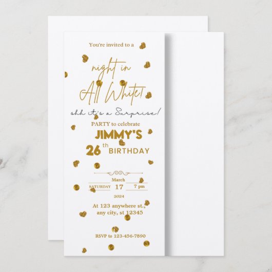 Alle weißen Überraschungen Einladung (Vorne/Hinten)