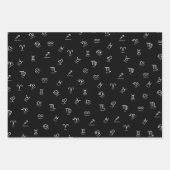 Alle weißen Zodiac-Zeichen auf schwarzem Hintergru Geschenkpapier Set (Vorderseite)