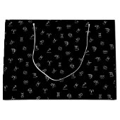 Alle weißen Zodiac-Zeichen auf schwarzem Hintergru Große Geschenktüte (Vorderseite)