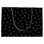 Alle weißen Zodiac-Zeichen auf schwarzem Hintergru Große Geschenktüte (Rückseite)