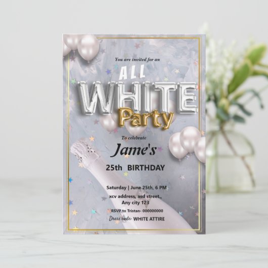 Alle White Affären oder Party Einladungen (Stehend Vorderseite)