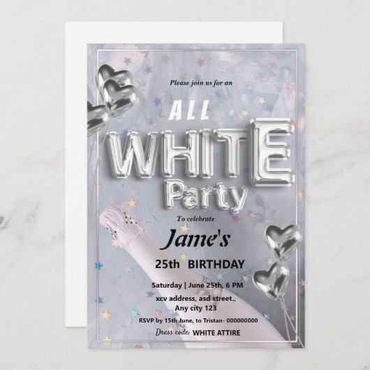 Alle White Affären oder Party Einladungen (Vorne/Hinten)