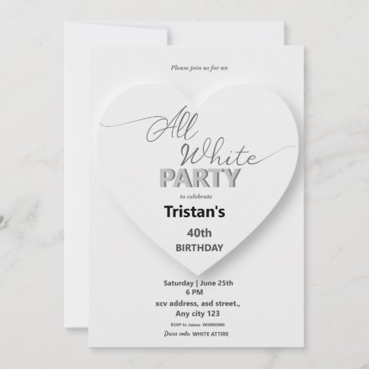 Alle White Affären oder Party Einladungen (Vorderseite)