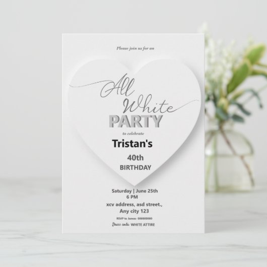 Alle White Affären oder Party Einladungen (Stehend Vorderseite)