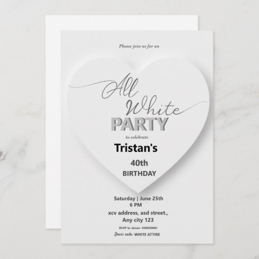 Alle White Affären oder Party Einladungen (Vorne/Hinten)