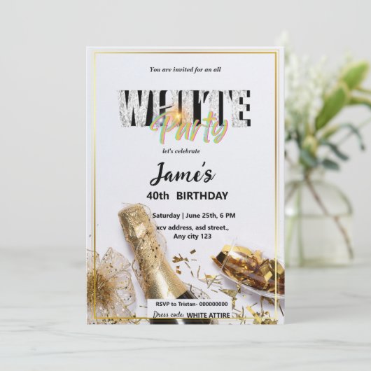 Alle White Affären oder Party Einladungen (Stehend Vorderseite)