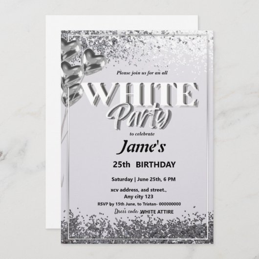 Alle White Affären oder Party Einladungen (Vorne/Hinten)