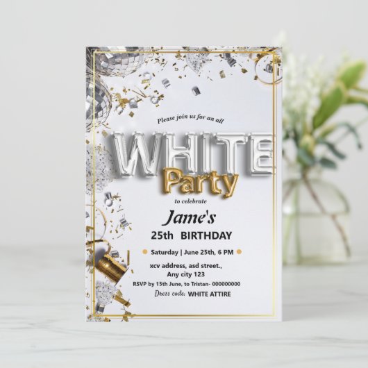 Alle White Affären oder Party Einladungen (Stehend Vorderseite)