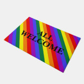 Alle willkommenen LGBT-Farben Türmatte (Schrägansicht)