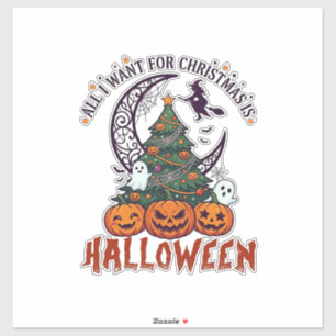Alle wollen Weihnachten Halloween Baum Kürbisse Ge Aufkleber