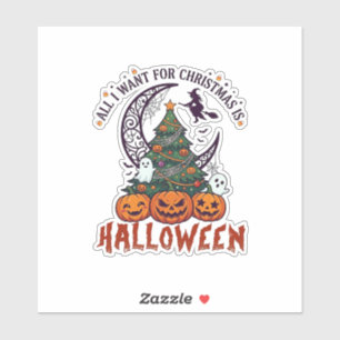 Alle wollen Weihnachten Halloween Baum Kürbisse Ge Aufkleber