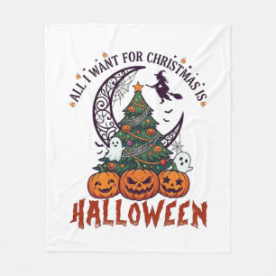 Alle wollen Weihnachten Halloween Baum Kürbisse Ge Fleecedecke