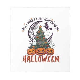 Alle wollen Weihnachten Halloween Baum Kürbisse Ge Notizblock