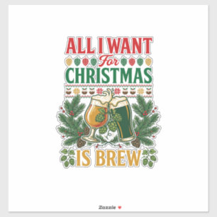 Alle wollen Weihnachts-Brau-Biergläser Fichten-Hop Aufkleber