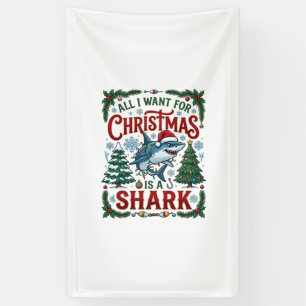 Alle wollen Weihnachts-Hai-Tannenbäume Banner