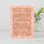 Alle Ziele | Peach Glitzer Einladung (Stehend Vorderseite)