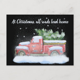 Alle Zuhause mit Vintagem Pick-Up-LKW Feiertagspostkarte