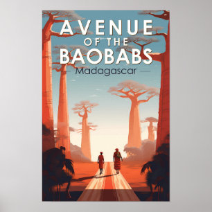Allee der Baobabs Madagaskar Kunst Vintage Poster