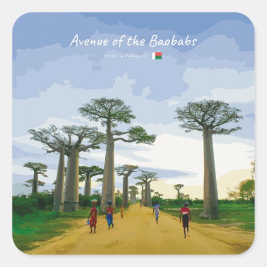 Allee der Baobabs, Madagaskar - Landschaft Quadratischer Aufkleber (Vorderseite)