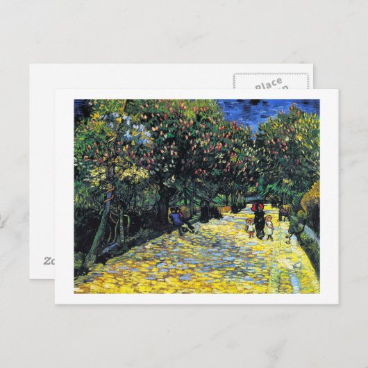 Allee mit blühenden Kastanienbäumen bei Arles Postkarte (Vorne/Hinten)