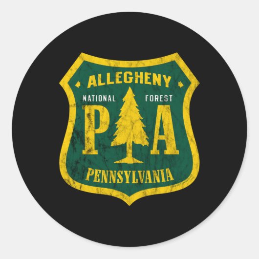 Allegheny National Forest Pennsylvania Shield Look Runder Aufkleber (Vorderseite)