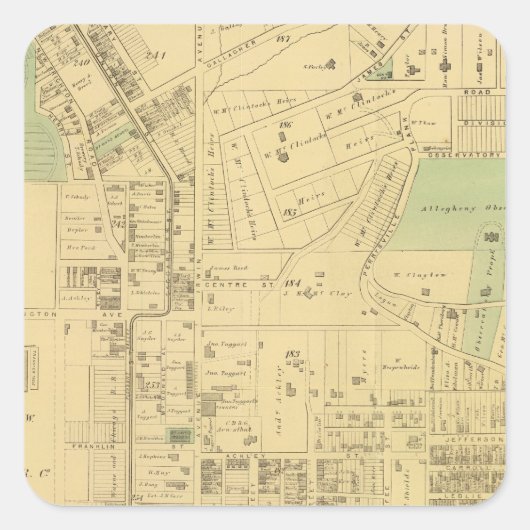 Allegheny ward 2 quadratischer aufkleber (Vorderseite)