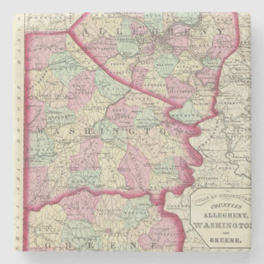 Allegheny, Washington, Greene Landkreise Steinuntersetzer (Vorderseite)