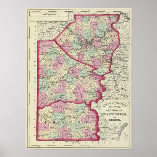 Allegheny, Washington, Greene Landkreises Poster (Vorne)