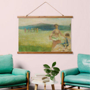Allegorie Vintage Landschaft Kunst, Dichtung und M Wandteppich Mit Holzrahmen