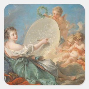 Allegorie von Malerei, 1765 (Öl auf Leinwand) Quadratischer Aufkleber